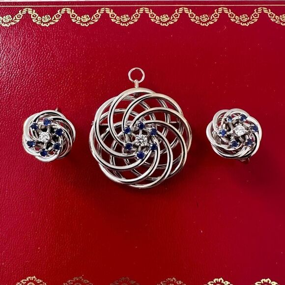 Vintage 50s 14k F And F Felger Brooch And Earring Set - Picture 1 of 13